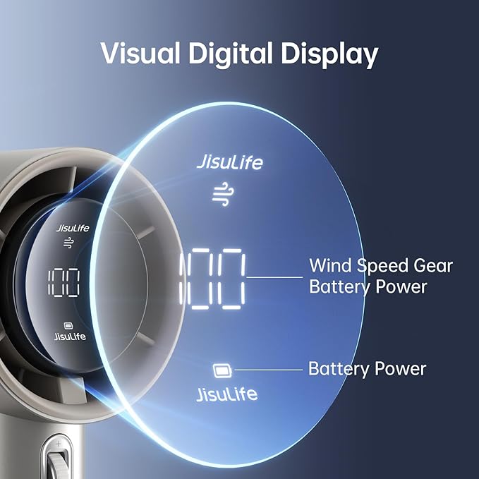 JISULIFE Handheld Fan Pro Series - Extreme Cooling Output: 1-100 Speed Scroll Wheel, Metal Body, Digital Display, 1.5H Fast Charge, 5000mAh-Portable Fan for Travel Outdoor, Gifts for Women Men(Brown)-BubblyBeeBaby