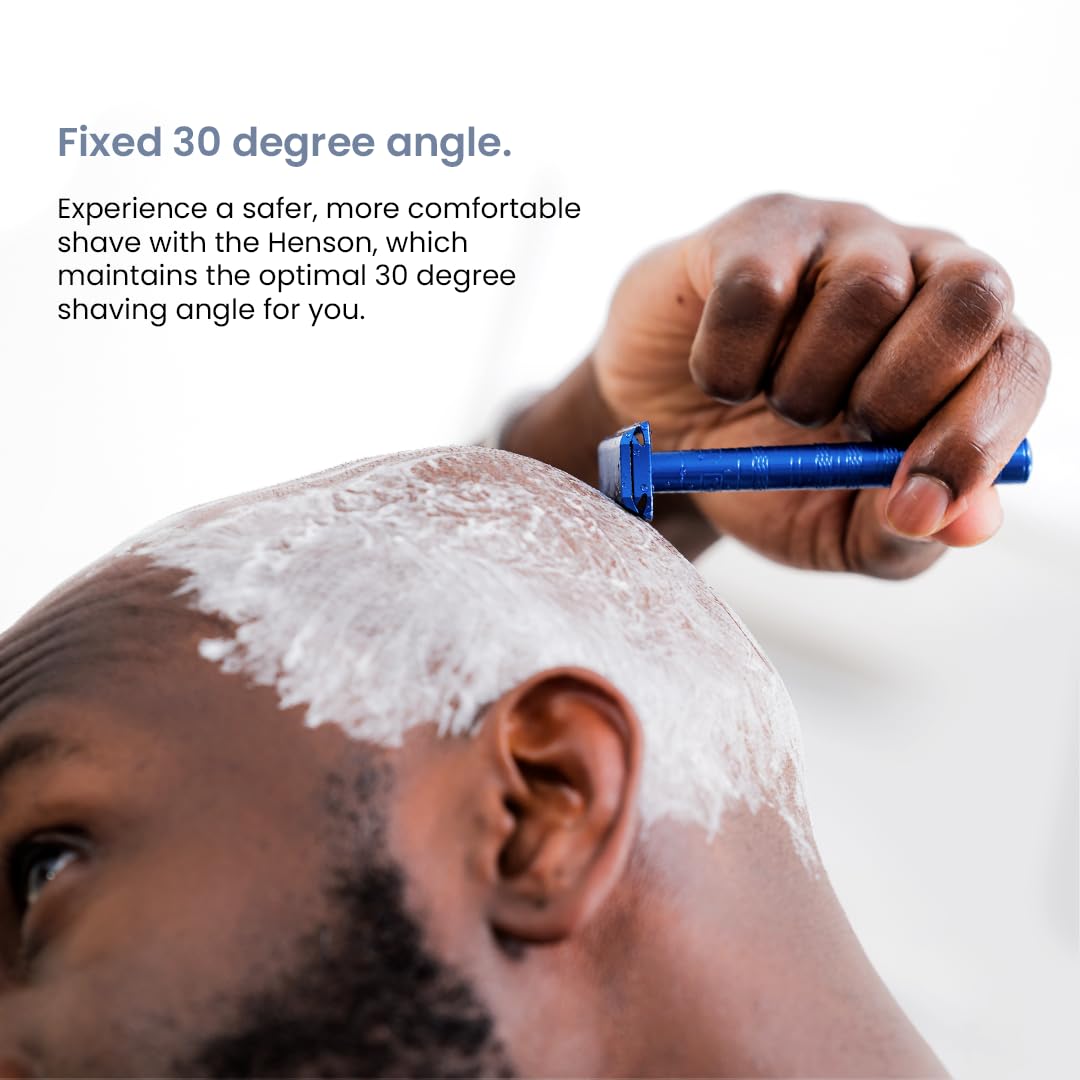 Henson Shaving Razor - Jet Black Double Edge Safety Razor with 5 Spare Blades - 30° Angled Precision With Superior Blade Rigidity- Reusable Single Blade Razors For Men and Women - Mild Aggression