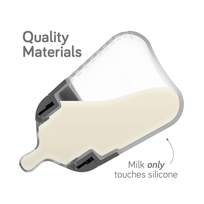 Nanobebe Flexy Silicone Baby Bottle, Anti-Colic, Natural Feel, Non-Collapsing Nipple, Non-Tip Stable Base, Easy to Clean 3-Pack, Gray, 5 oz-BubblyBeeBaby