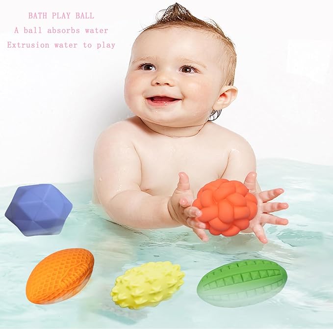 12P Sensory Balls for Toddlers 1-3,Balls for Baby Toys 6-12 Months,Bright Color Textured Multi Soft,Baby Massage Toy,Birthdays, Includes Storage Bag-BubblyBeeBaby