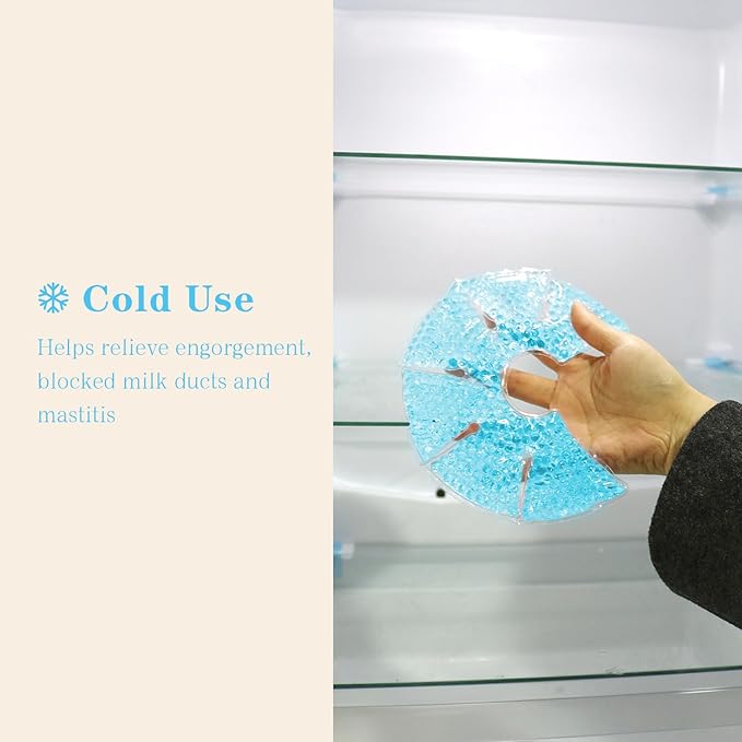 Hot/Cold Breast Gel Bead Ice Packs Breast Cooling/Heat Pads Relief for Breastfeeding, Nursing Pain, Mastitis, Engorgement, Swelling, Plugged Ducts | Boost Milk Let-Down & Production,2 Pack (Blue)-BubblyBeeBaby