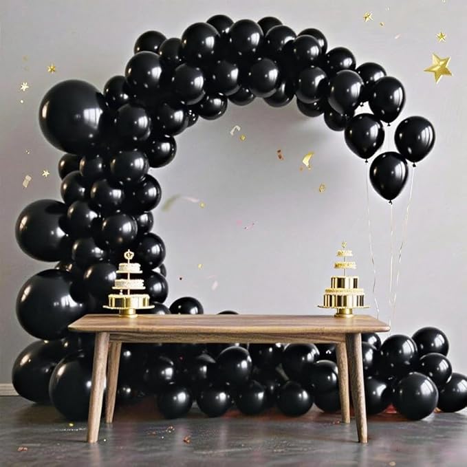 140pcs Black Round Balloons Different Sizes 18 12 10 5 Inch Latex Balloons for Arch Decoration Party Balloon Kit for Graduation Birthday Party Wedding Balloon Baby Shower Decoration-BubblyBeeBaby