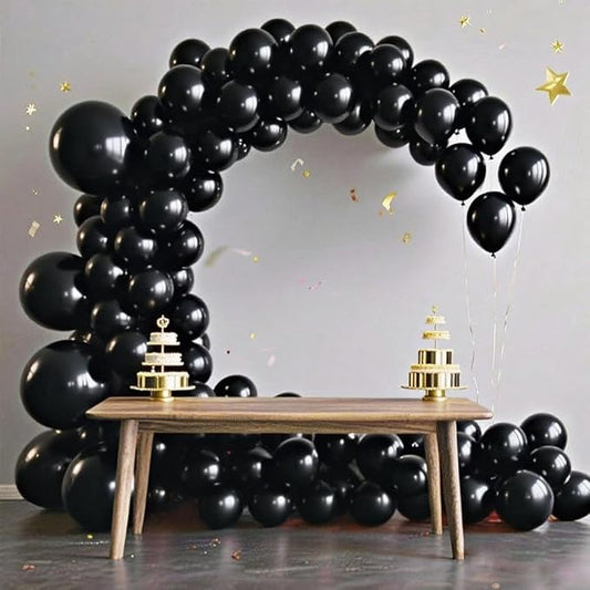 140pcs Black Round Balloons Different Sizes 18 12 10 5 Inch Latex Balloons for Arch Decoration Party Balloon Kit for Graduation Birthday Party Wedding Balloon Baby Shower Decoration-BubblyBeeBaby