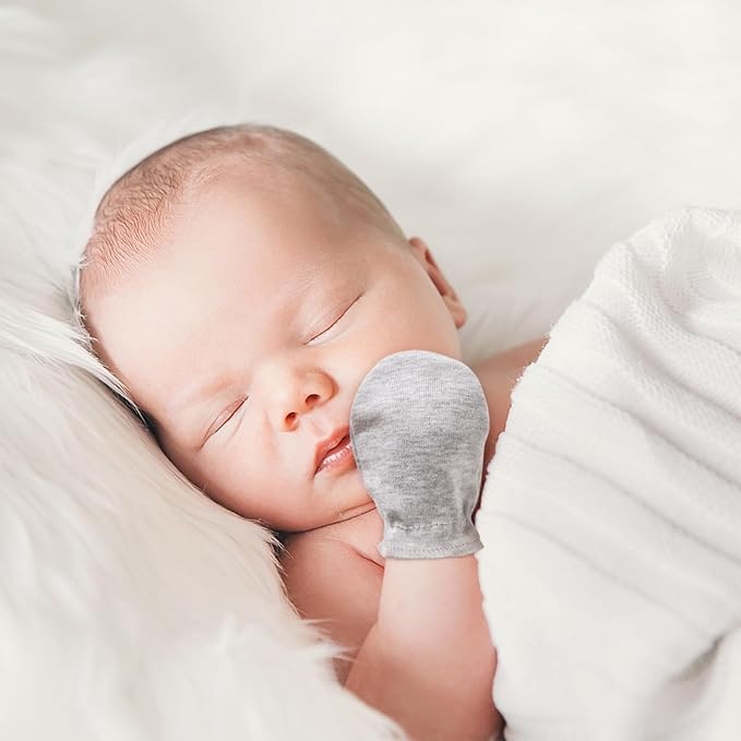 BQUBO Newborn Infant Toddler Mittens No Scratch Cotton Elastic Wrist Gloves Hypoallergenic for 0-6 Months Baby Boys Girls-BubblyBeeBaby