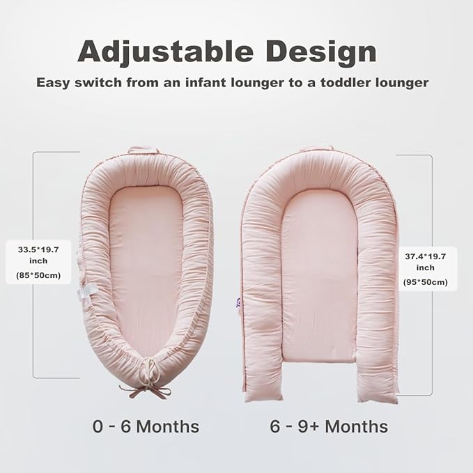 Infant Lounger, Baby Nest Cover for Baby Girls & Boys, Newborn Essentials for Baby 0-18+ Months, 100% Cotton Breathable (Mistyrose, Corduroy)-BubblyBeeBaby