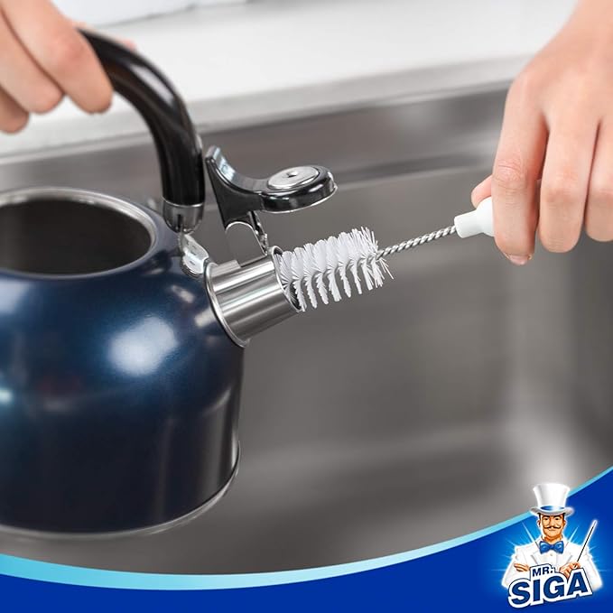 MR.SIGA 5 Pack Bottle Brush Cleaning Set with Storage Holder, Cleaning Brushes for Long Narrow Neck Bottles, Water Bottles, Baby Bottles, Tumblers, Drinking Glasses, Strews-BubblyBeeBaby