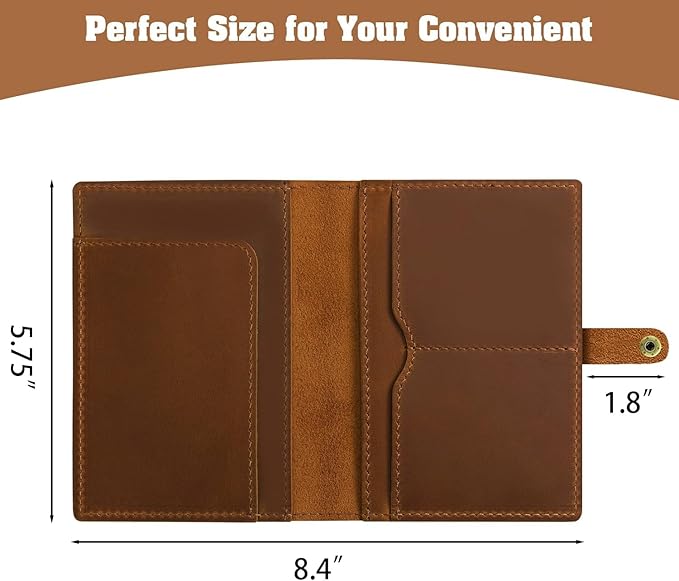 Jack&Chris Genuine Leather Passport Holder For Travel, RFID Blocking Handmade Passport Holder with Card Case Organized & Safe, Quality Travel Essentials for Women and Men for Gifting, Brown-BubblyBeeBaby