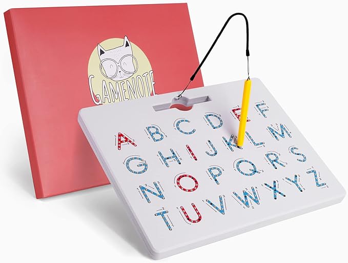 GAMENOTE Double Sided Magnetic Letter Board - 2 in 1 Alphabet Magnets Tracing Board for Toddlers ABC Letters Uppercase & Lowercase Practicing Learning Education Toys-BubblyBeeBaby