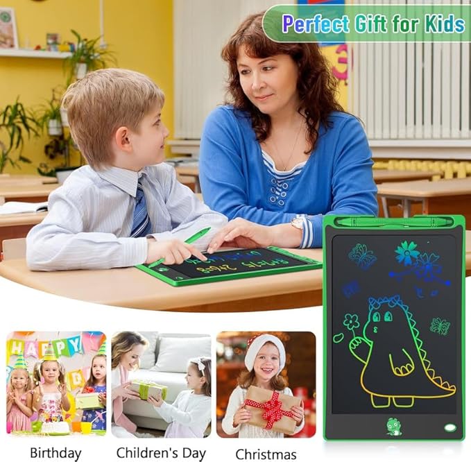 Hockvill LCD Writing Tablet for Kids 8.8 Inch, Toys for Girls Boys Drawing Pad for 3 4 5 6 7 Year Old Kid, Toddler Magnetic Doodle Board Travel Essentials Christmas Birthday Gift for Children (Green)-BubblyBeeBaby