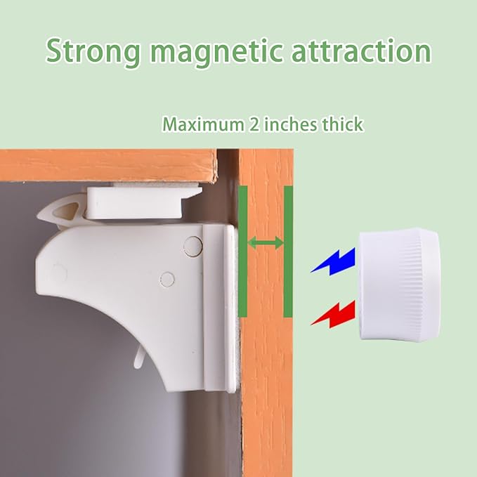 20 Pack Vkania Magnetic Cabinet Locks Baby Proofing - Baby Safety Latches for Drawers and Cabinets -Easy Installation No Drilling-BubblyBeeBaby