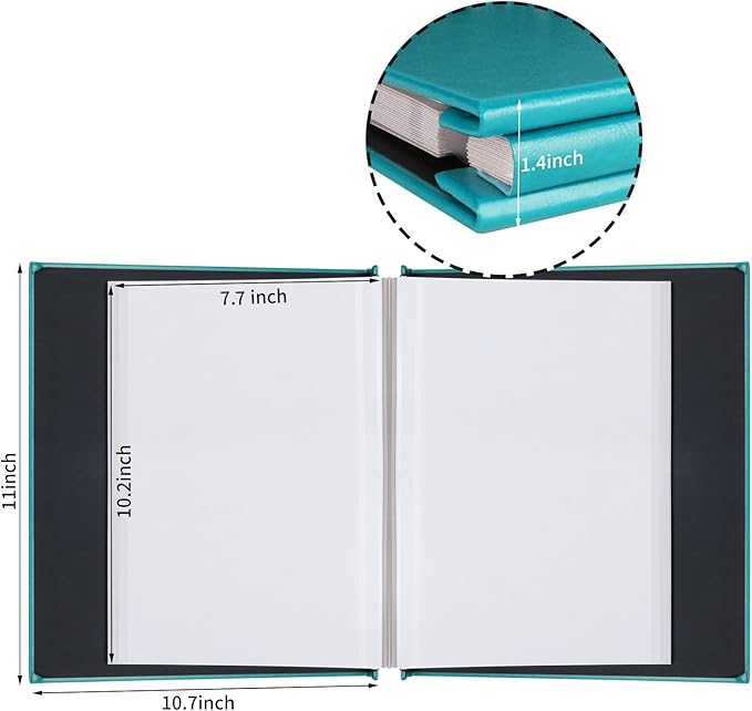 Inspirational Leather Photo Album,Magnetic Self-Stick Page Photo Album,Family Album,Hand Made DIY Albums Holds 3x5, 4x6, 5x7, 6x8 Photos (light blue-always remember)-BubblyBeeBaby