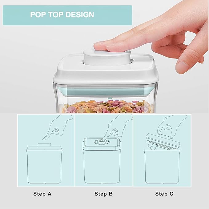 Airtight Food Storage Container - 0.5qt / 500ml Mini Square Pop Containers With Lids, Bpa Free Stackable Container Snacks Candy Salt Herbs Spices-BubblyBeeBaby