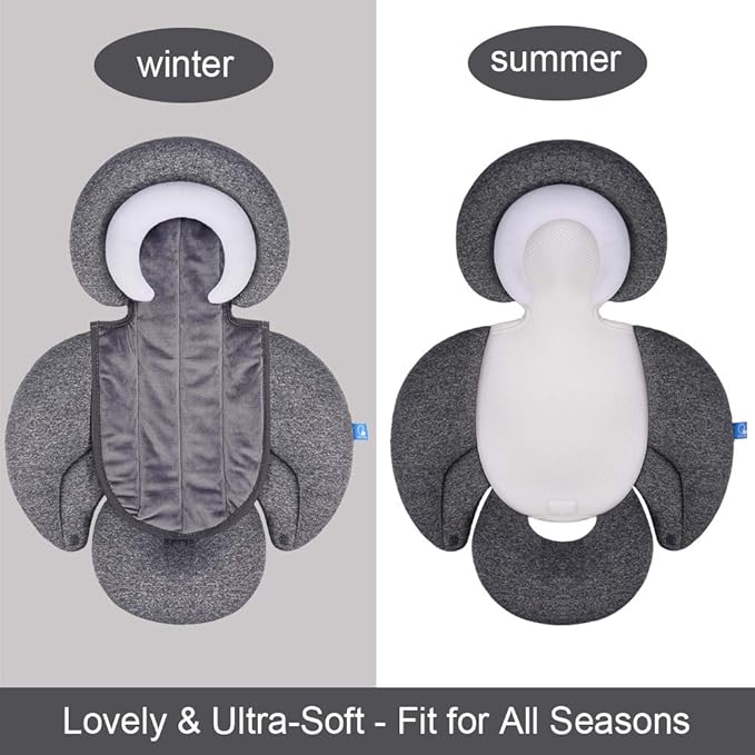 COOLBEBE New 2-in-1 Babybody Cushion for Baby Newborn Infants - Extra Soft Stroller Cushion Pads Car Seat Insert, Perfect for Carseats, Strollers, Swings, Grey-BubblyBeeBaby
