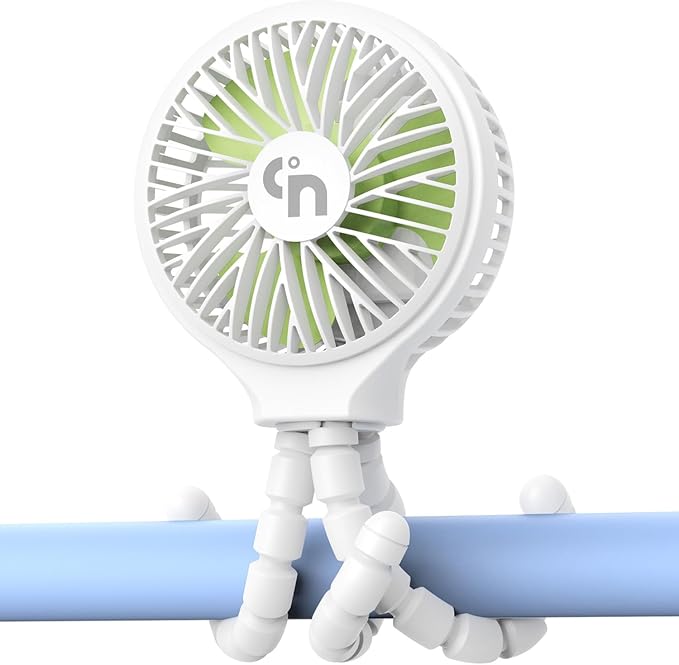 HomeLifairy Portable Stroller Fan, USB or Rechargeable Battery Operated with 3 Speeds and 360°Rotate, Cooling Clip On for Baby Crib Travel Car Seat White-BubblyBeeBaby
