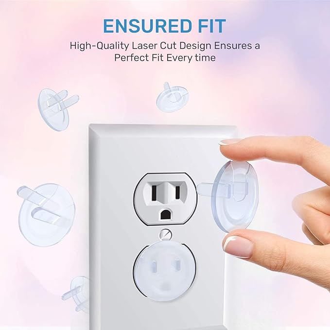 24 Pack Outlet Covers & Removal Tool Baby Proofing, Provide Shock Prevention and Easy Installation, Safe and Secure Plastic Plug Covers for Power Sockets (24 Outlet Covers)-BubblyBeeBaby