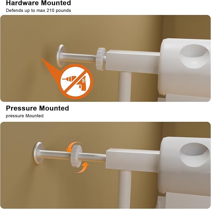 HOOEN Extra Wide Baby Gates 67-71.5 Inch Child Safety Gates for Stairs Doorways Hallway Indoor Pressure Mounted Walk Through Gate for Kids or Pets-BubblyBeeBaby