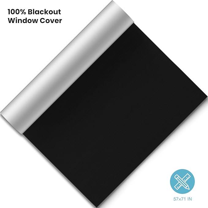 100% Blackout Curtains for Bedroom, 71" x 57" Portable DIY Blackout Blinds with Hook & Loop Tabs Stick-On, Temporary Blackout Shades No Drill, Privacy Pleated Window Shades for Baby Travelers Bedroom-BubblyBeeBaby