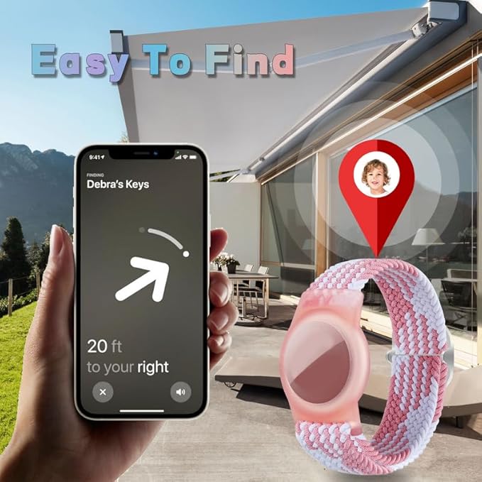 2 Pack Kids Bracelet Compatible with AirTag, GPS Kid Tracker Holder Braided Wristband for Apple Air Tag, 2022 Upgraded Nylon Adjustable Anti Lost Watch Band Fits Airtag for Kids Children Elders-BubblyBeeBaby