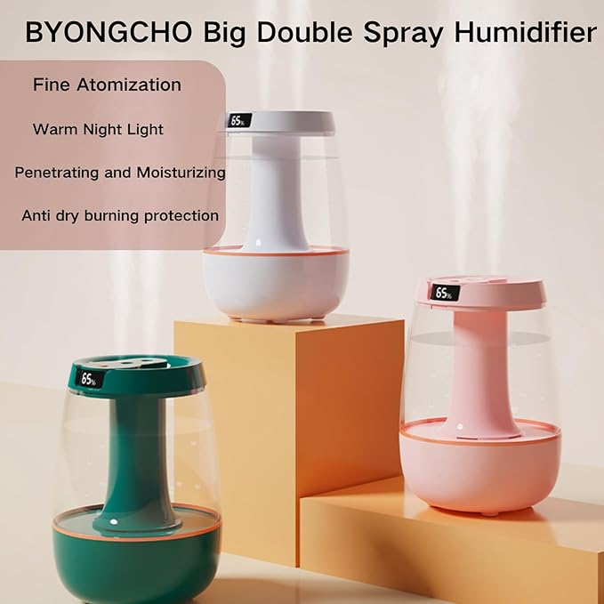 Humidifier for Bedroom, 3L Cool Mist Humidifiers with 25dB Quiet Air Humidifier with Night Light Waterless Auto Shut-Off for Home Baby Office Travel-BubblyBeeBaby