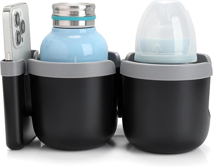 Accmor Stroller Cup Holder with Phone Holder, Bike Cup Holder, Universal Cup Holder for Uppababy Nuna Doona Strollers, 2-in-1 Cup Phone Holder for Stroller, Bike, Wheelchair, Walker, Scooter-BubblyBeeBaby