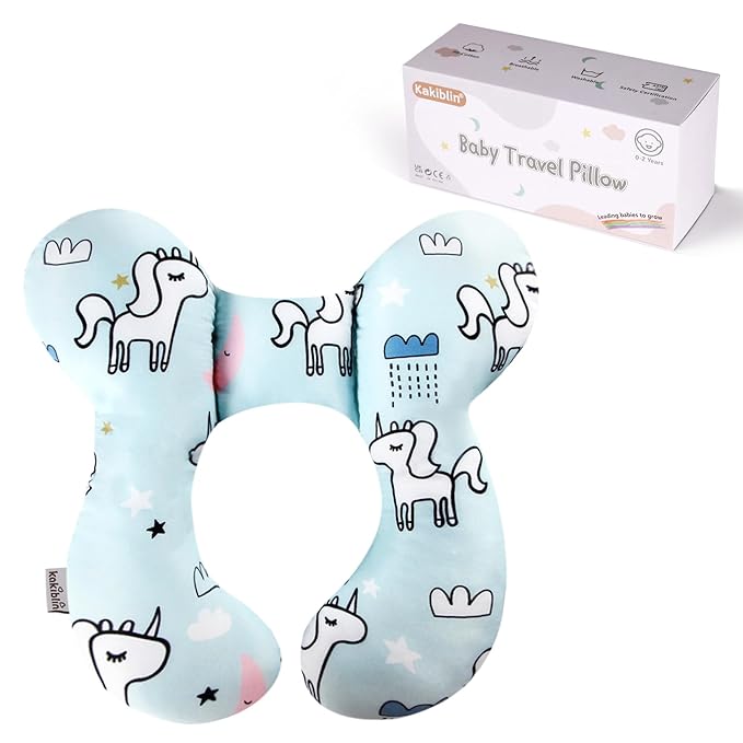 KAKIBLIN Baby Neck Pillow, Baby Travel Pillow, Baby Support Pillow,Upgraded Baby Neck Pillows for Car Seat Toddler Head and Neck Support Pillow for Car Seat, Pushchair(Unicorn)-BubblyBeeBaby