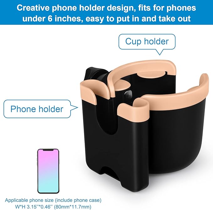 Accmor Stroller Cup Holder with Phone Holder, Bike Cup Holder, Universal Cup Holder for Uppababy Nuna Doona Strollers, 2-in-1 Cup Phone Holder for Stroller, Bike, Wheelchair, Walker, Scooter-BubblyBeeBaby