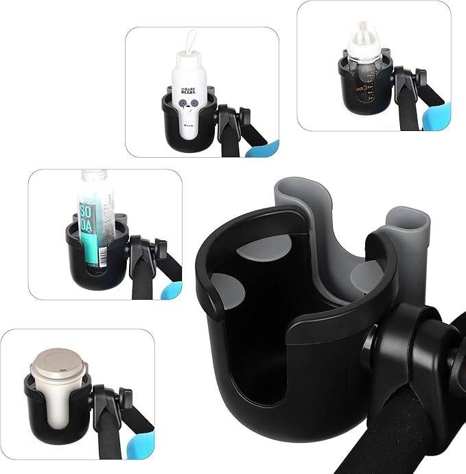 Accmor Stroller Cup Holder with Phone Holder, Bike Cup Holder, Universal Cup Holder for Uppababy Nuna Doona Strollers, 2-in-1 Cup Phone Holder for Stroller, Bike, Wheelchair, Walker, Scooter-BubblyBeeBaby