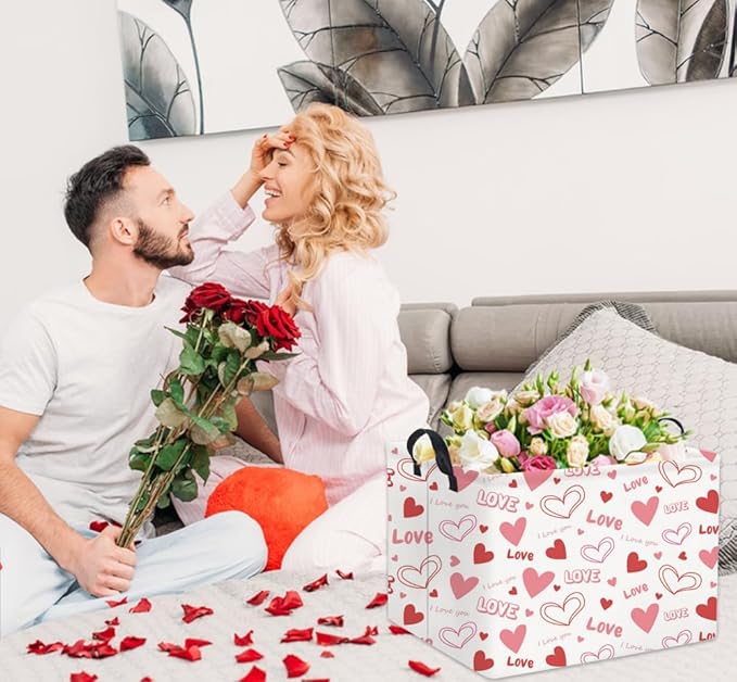 HIYAGON Rectangular Valentines Gift Basket - Pink Love Room Decor-BubblyBeeBaby