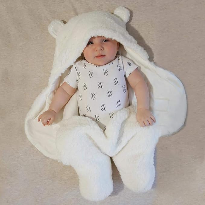 Jam Naturals-Cute Bear Organic Newborn Swaddle Wrap- Gender Neutral Soft Baby Blanket (White, 3-6m)-BubblyBeeBaby
