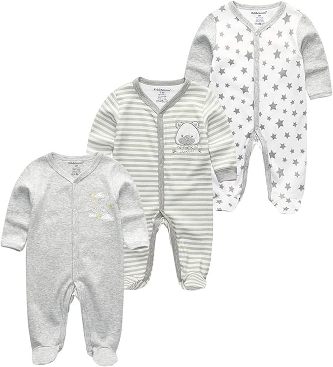 Kiddiezoom Baby and Toddler Boys'Snug Fit Footed One-Piece Romper Jumpsuit Cotton Cotton Footed Outfit-BubblyBeeBaby