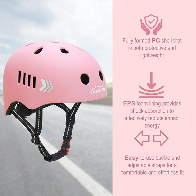 KAMUGO Toddler Helmet Kids Bike Helmet for Girls Boys Ages 2-8 Years,Toddler Bicycle Helmet Suitable for Skateboard Scooter Roller Skating Inline Roller Skating-BubblyBeeBaby