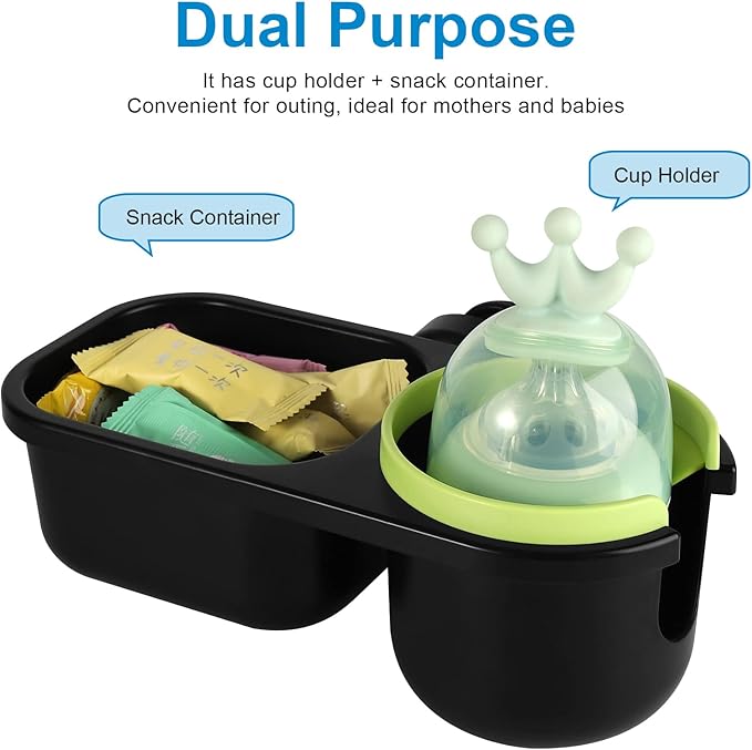 Accmor Stroller Cup Holder with Tray, Universal Cup Holder, Bike Bottle Holder, 361° Rotatable Large Caliber Drinks Holder for Stroller, Bike, Wheelchair, Walker-BubblyBeeBaby