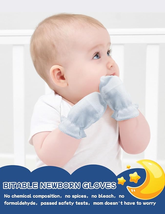 Cute Baby Mittens Newborn, No Scratch Baby Boy Mittens, Baby Girl Hat Gloves for Toddlers, Infant, Newborn-BubblyBeeBaby