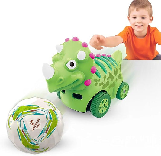 Interactive Dinosaur Toy Car, Electronic Dinosaur Car with Smart Follow Ball and Gesture Control, Rechargeable, Dino Toys for 3 Year Old Boys Girls and Toddlers,Boy Toys Age 3,4,5 and Up-BubblyBeeBaby