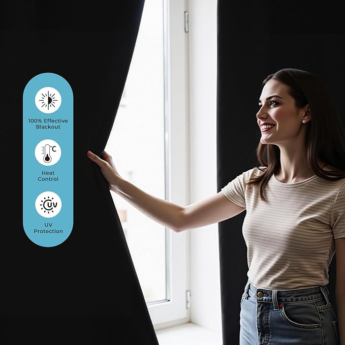 100% Blackout Curtains for Bedroom, 71" x 57" Portable DIY Blackout Blinds with Hook & Loop Tabs Stick-On, Temporary Blackout Shades No Drill, Privacy Pleated Window Shades for Baby Travelers Bedroom-BubblyBeeBaby