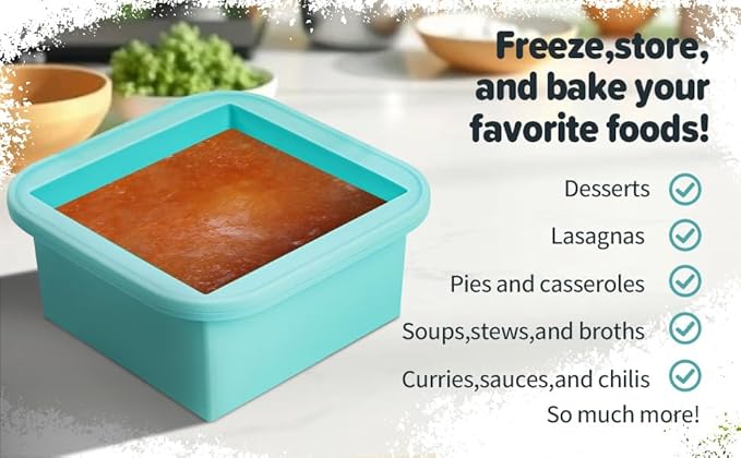 2-Cup Silicone Freezer Trays with Lids – Perfect for Meal Prep, Portion Control, and Easy Freezing-Meal Prep Container Molds for Soup,Leftovers (Bondi Mint, 4 Pack)-BubblyBeeBaby