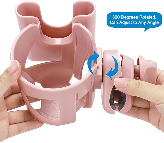 Accmor Universal Cup Holder, Stroller Cup Holder with Phone Holder, 360° Rotatable Large Caliber Designed Bottle Holder for Stroller, Bike, Wheelchair, Walker, Scooter-BubblyBeeBaby