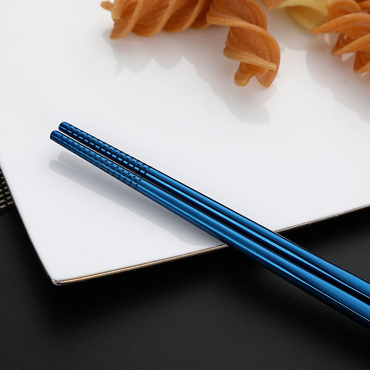 DEVICO Portable Utensils, Travel Camping Cutlery Set, 8-Piece including Knife Fork Spoon Chopsticks Cleaning Brush Straws Portable Case, Stainless Steel Flatware set (Blue)