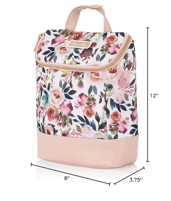 Itzy Ritzy Insulated Bottle Bag – Keeps Bottles Warm or Cool - Holds 3 Bottles & Features Interior Pocket for Ice Pack (Not Included), Blush Floral-BubblyBeeBaby