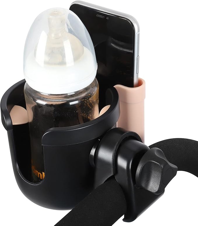 Accmor Stroller Cup Holder with Phone Holder, Bike Cup Holder, Universal Cup Holder for Uppababy Nuna Doona Strollers, 2-in-1 Cup Phone Holder for Stroller, Bike, Wheelchair, Walker, Scooter-BubblyBeeBaby