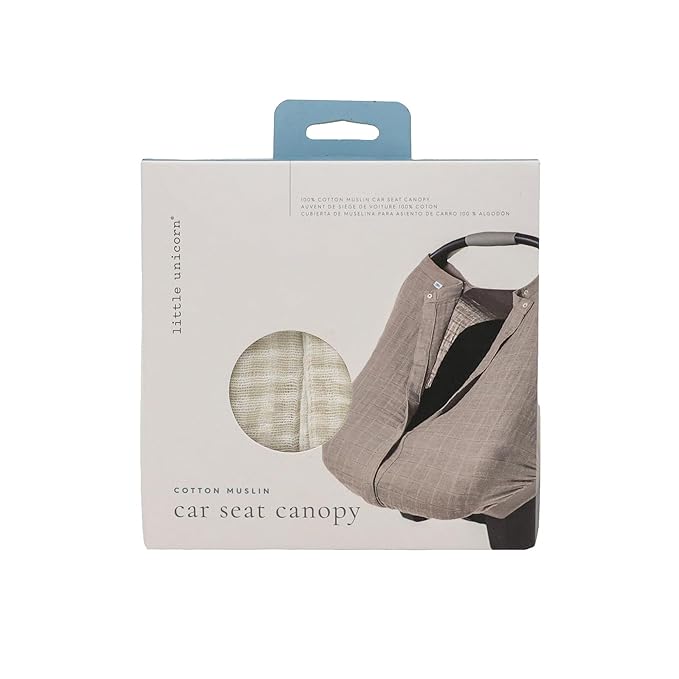 Little Unicorn Breathable Car Seat Canopy | Magnetic Closure Cover & Universal Fit | Protection & Privacy for Baby (Tan Gingham)-BubblyBeeBaby