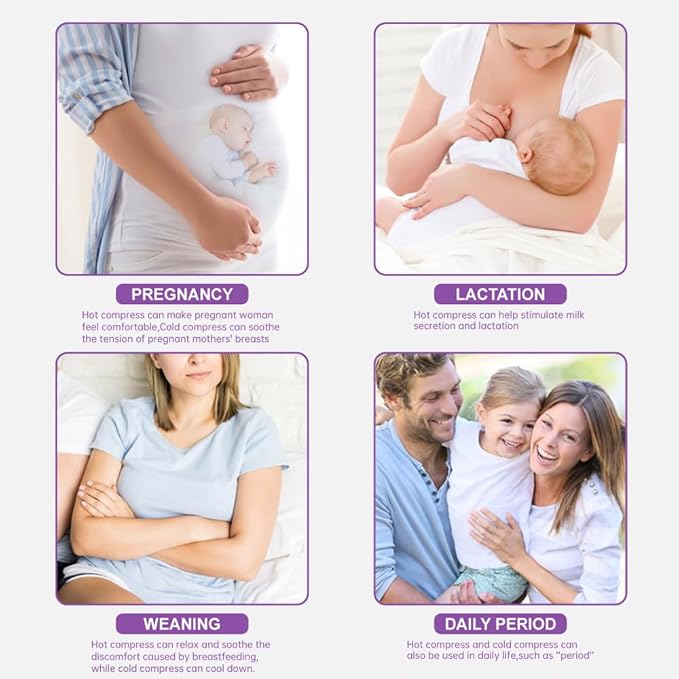 Hot/Cold Breast Gel Bead Ice Packs Breast Cooling/Heat Pads Relief for Breastfeeding, Nursing Pain, Mastitis, Engorgement, Swelling, Plugged Ducts | Boost Milk Let-Down & Production,2 Pack (Purple)-BubblyBeeBaby