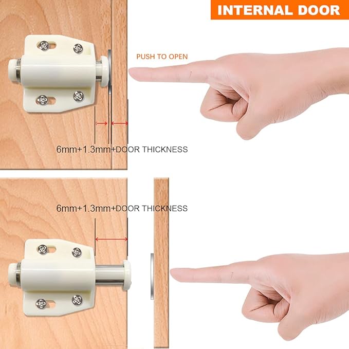 12Pack Magnetic Touch Push to Open Door Latch for Heavy Duty Door Push Release Latch Kitchen Drawer Push Catch Pop Out Latch Kitchen Closet Door Closing (White)-BubblyBeeBaby