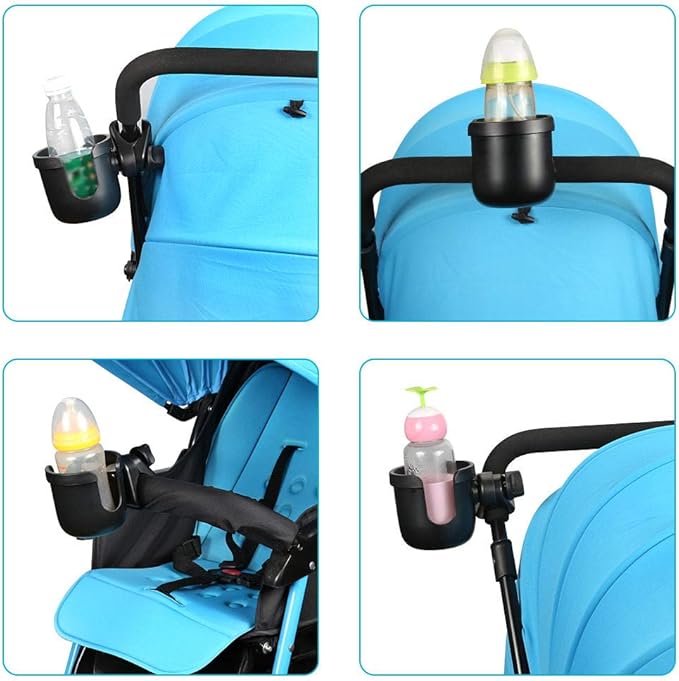 Accmor Stroller Cup Holder, Universal Cup Holder, Bike Cup Holder, 360° Rotatable Large Caliber Drinks Holder for Stroller, Bike, Wheelchair, Walker, Black-BubblyBeeBaby