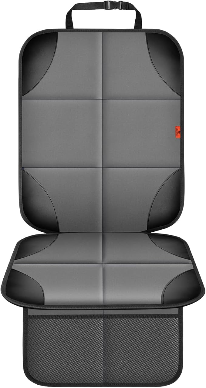 Car Seat Protector 1 Pack Car Seat Cushion Mat Thickest Padding,Waterproof 600D Fabric Car Seat Covers for Non-Slip Backing Mesh Pockets for Baby and Pet (Gray, 1 Pack)-BubblyBeeBaby