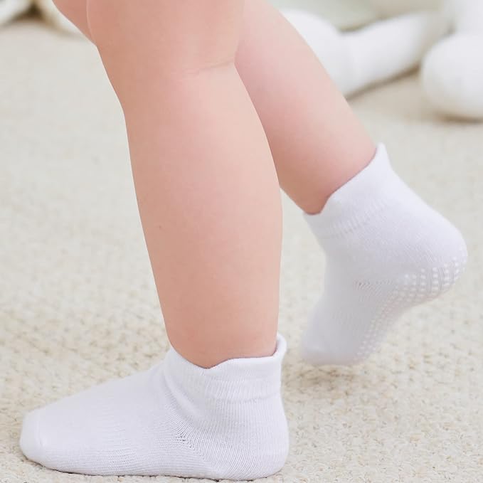 Zaples Baby Non Slip Grip Ankle Socks with Non Skid Soles for Infants Toddlers Kids Boys Girls-BubblyBeeBaby