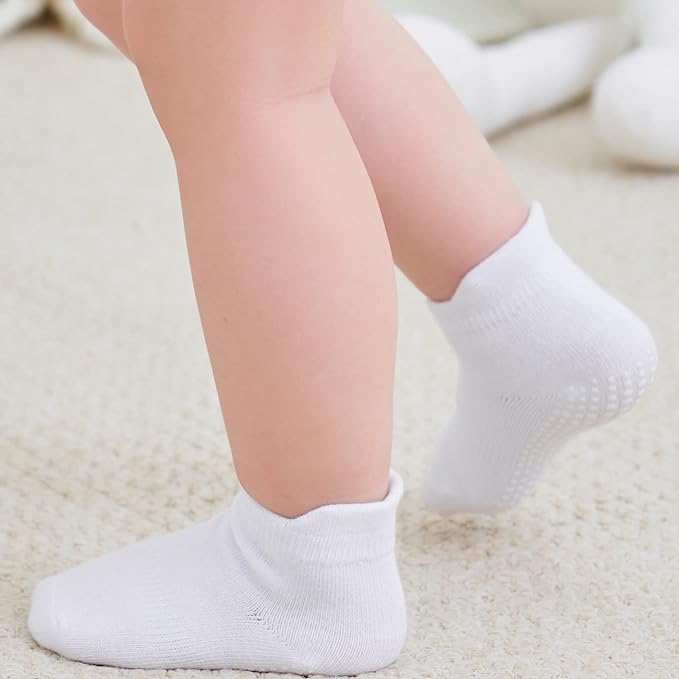 Zaples Baby Non Slip Grip Ankle Socks with Non Skid Soles for Infants Toddlers Kids Boys Girls-BubblyBeeBaby