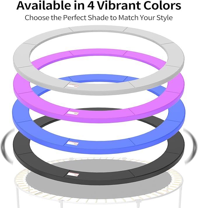 16FT/15FT/14FT/12FT/10FT Trampoline Safety Pad Replacement, Round Trampoline Spring Protection Cover, Fits 16FT/15FT/14FT/12FT/10FT Frames, Water-Resistant Trampoline Accessories-BubblyBeeBaby