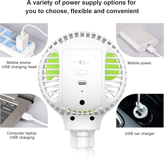 HomeLifairy Portable Stroller Fan, USB or Rechargeable Battery Operated with 3 Speeds and 360°Rotate, Cooling Clip On for Baby Crib Travel Car Seat White-BubblyBeeBaby