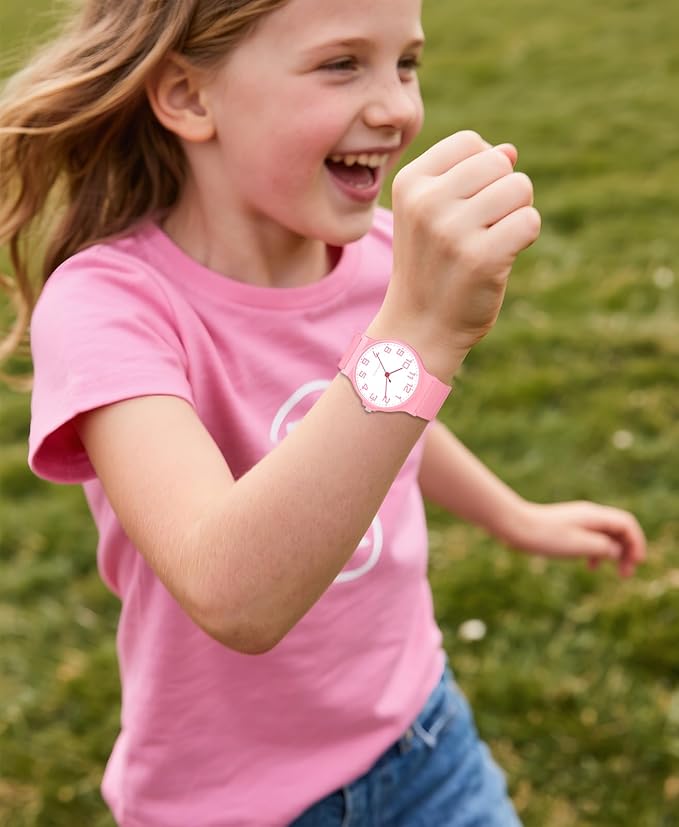 Kids Analog Watch Boys Girls, 30M Waterproof, Sports Watch for Boys, Easy to Read Children's Thin Dial Wrist Watches with Soft Band, for Ages 5-15 Kids Great Birthday Gifts Christmas Day-BubblyBeeBaby